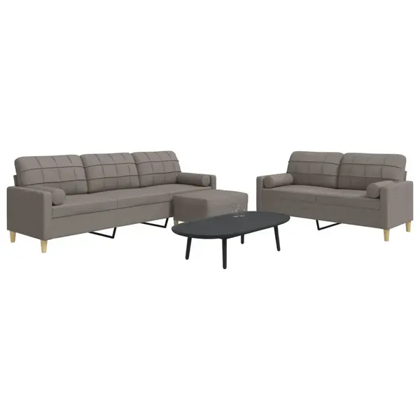 Gossi set canapele cu taburet si perne, 3 piese, taupe, textil