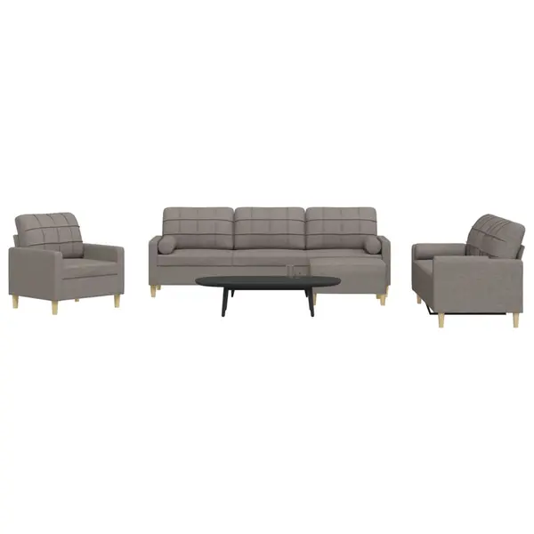 Gossi set canapele cu taburet si perne, 4 piese, taupe, textil