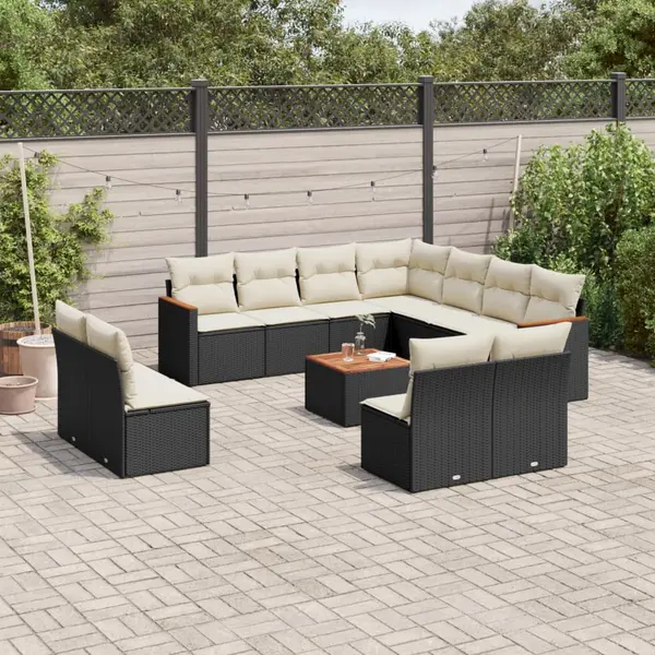 Gossi set canapele de gradina, 12 piese, cu perne, negru, poliratan