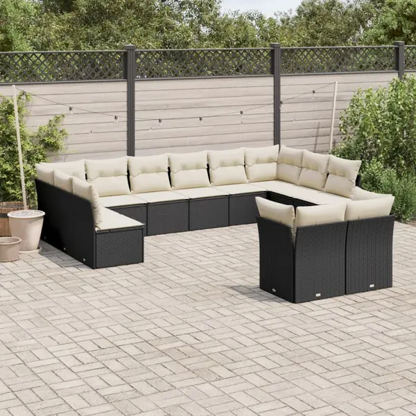 Gossi set canapele de gradina, 12 piese, cu perne, negru, poliratan