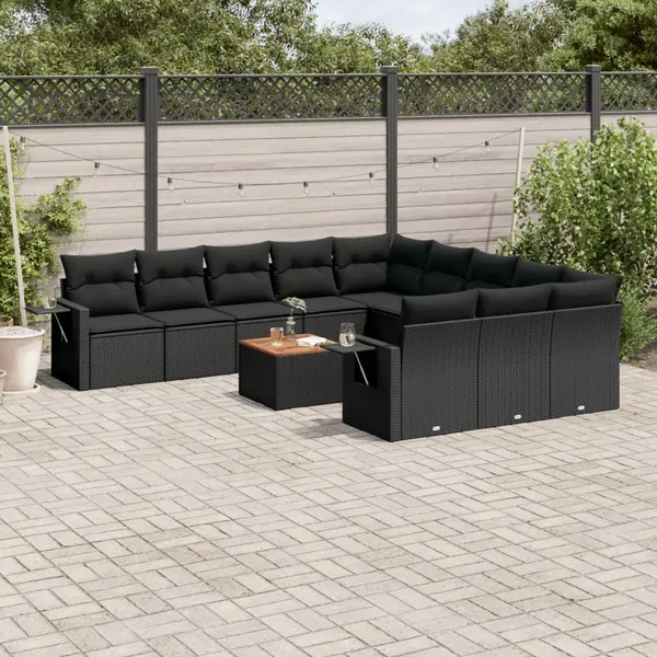 Gossi set canapele de gradina, 12 piese, cu perne, negru, poliratan