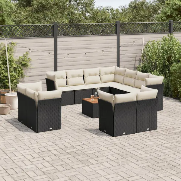 Gossi set canapele de gradina, 12 piese, cu perne, negru, poliratan