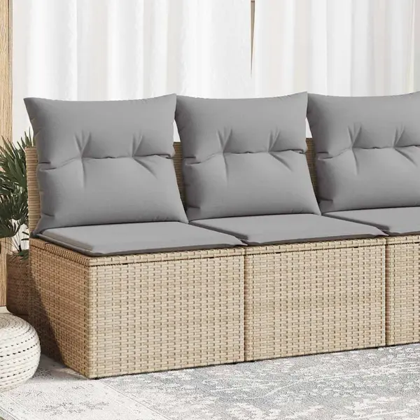 Gossi set canapele de gradina, 4 piese, cu perne, bej, poliratan