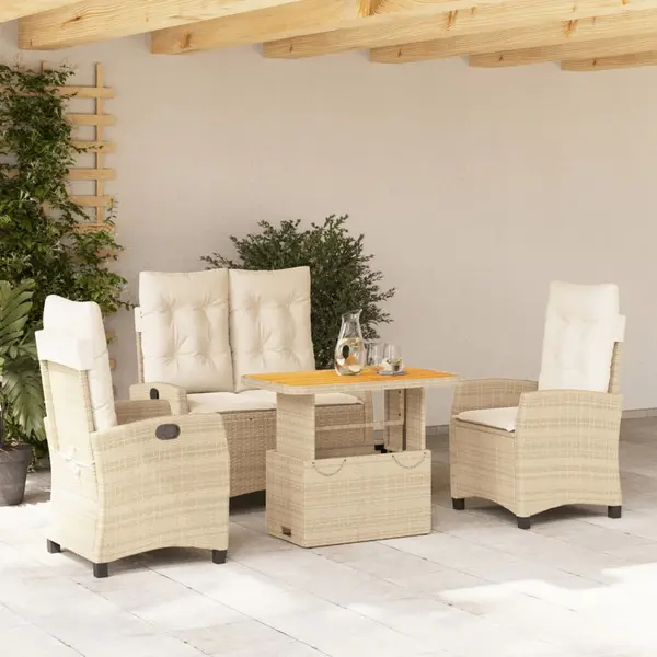 Gossi set canapele de gradina, 4 piese, cu perne, bej, poliratan