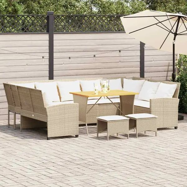 Gossi set canapele de gradina, 4 piese, cu perne, bej, poliratan