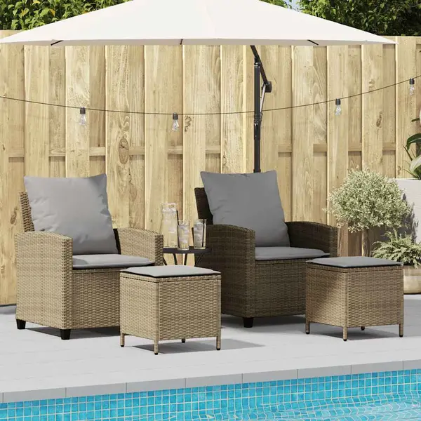 Gossi set canapele de gradina, 4 piese, cu perne, bej, poliratan