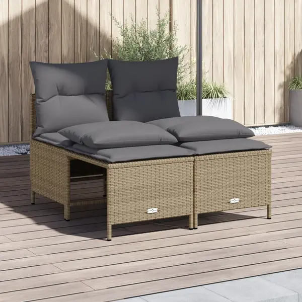 Gossi set canapele de gradina, 4 piese, cu perne, bej, poliratan