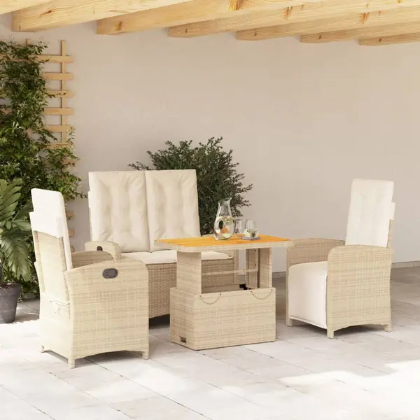Gossi set canapele de gradina, 4 piese, cu perne, bej, poliratan