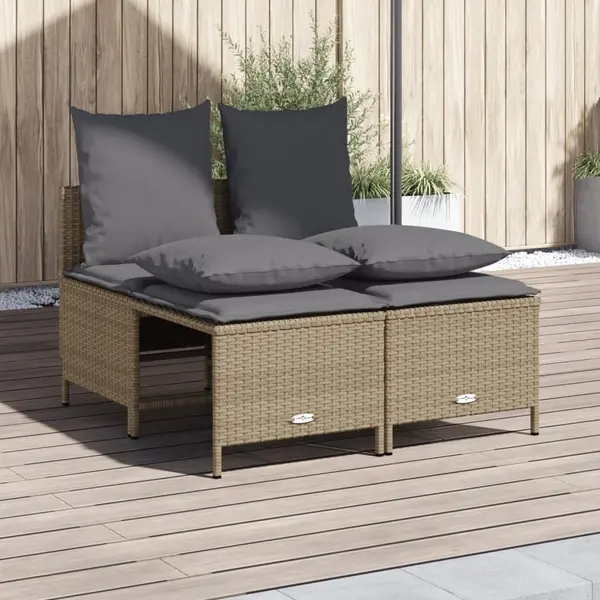 Gossi set canapele de gradina, 4 piese, cu perne, bej, poliratan