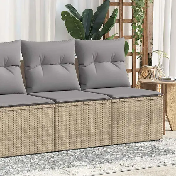 Gossi set canapele de gradina, 4 piese, cu perne, bej, poliratan