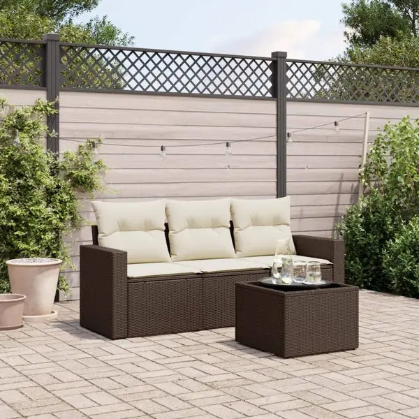 Gossi set canapele de gradina, 4 piese, cu perne, maro poliratan maro