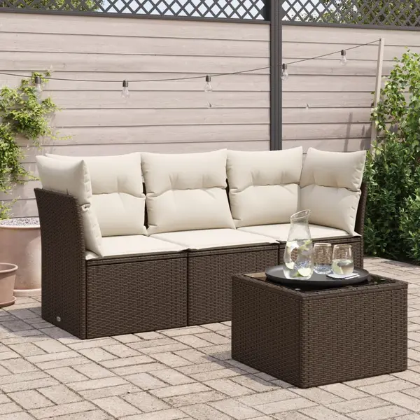 Gossi set canapele de gradina, 4 piese, cu perne, maro poliratan maro