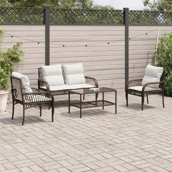 Gossi set canapele de gradina, 4 piese, cu perne, maro poliratan maro
