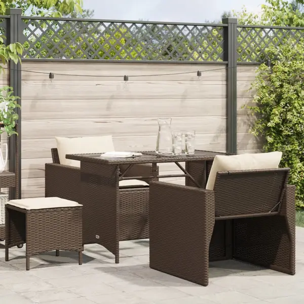 Gossi set canapele de gradina, 4 piese, cu perne, maro poliratan maro