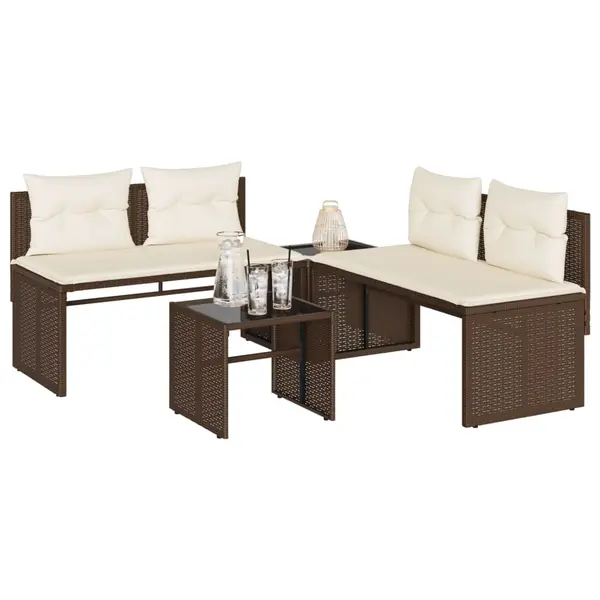 Gossi set canapele de gradina, 4 piese, cu perne, maro poliratan maro