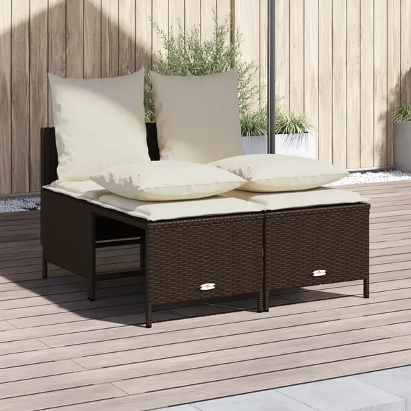 Gossi set canapele de gradina, 4 piese, cu perne, maro poliratan maro