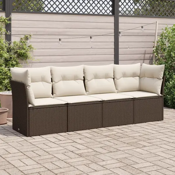 Gossi set canapele de gradina, 4 piese, cu perne, maro poliratan maro