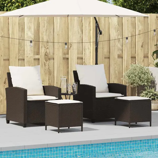Gossi set canapele de gradina, 4 piese, cu perne, maro poliratan maro