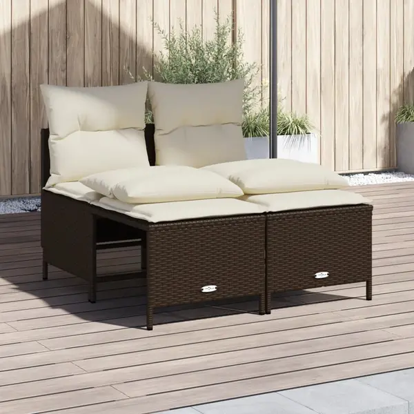 Gossi set canapele de gradina, 4 piese, cu perne, maro poliratan maro