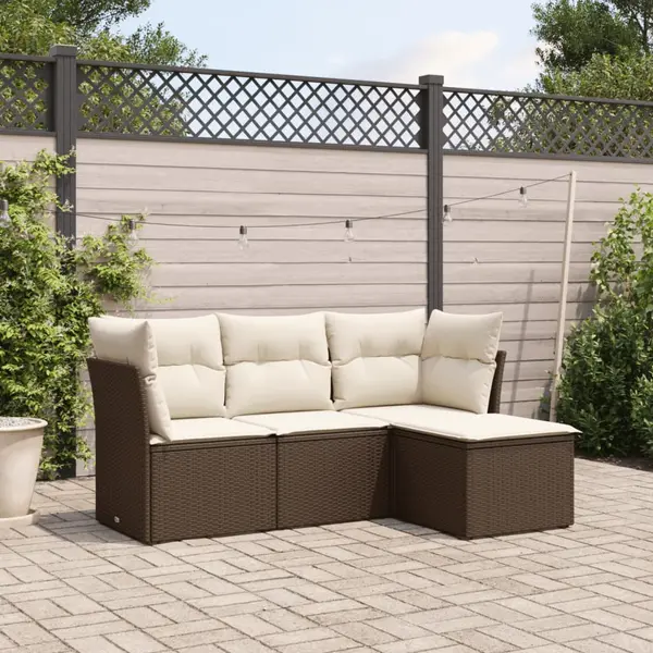 Gossi set canapele de gradina, 4 piese, cu perne, maro poliratan maro