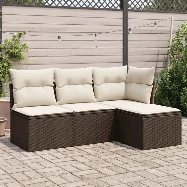 Gossi set canapele de gradina, 4 piese, cu perne, maro poliratan maro