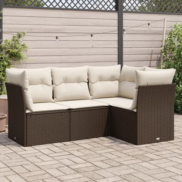 Gossi set canapele de gradina, 4 piese, cu perne, maro poliratan maro