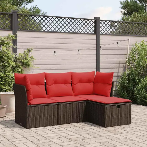 Gossi set canapele de gradina, 4 piese, cu perne, maro poliratan maro
