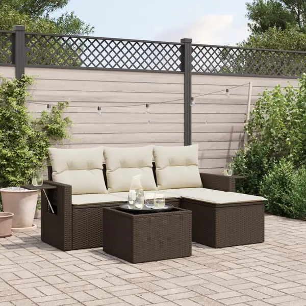 Gossi set canapele de gradina, 4 piese, cu perne, maro poliratan maro