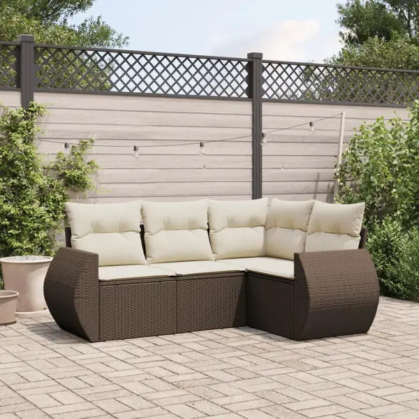 Gossi set canapele de gradina, 4 piese, cu perne, maro poliratan maro