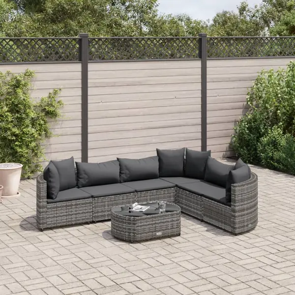 Gossi set canapele de gradina, 7 piese, cu perne, gri, poliratan