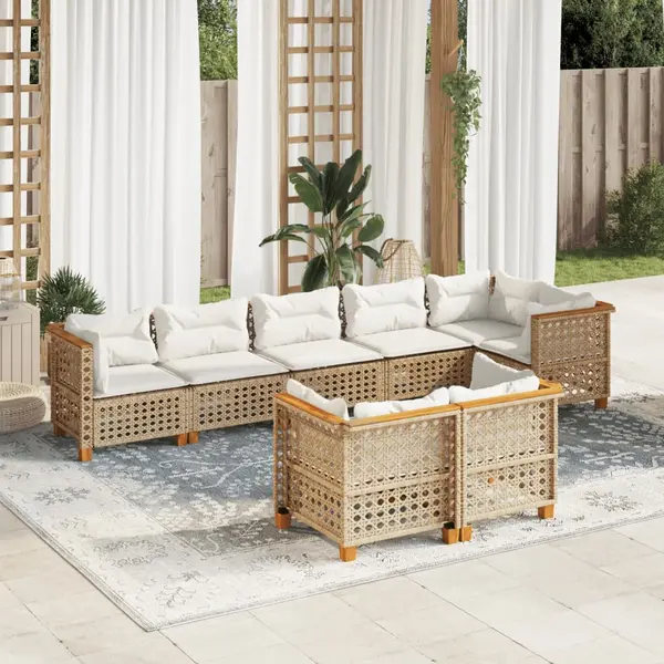 Gossi set canapele de gradina, 8 piese, cu perne, bej, poliratan