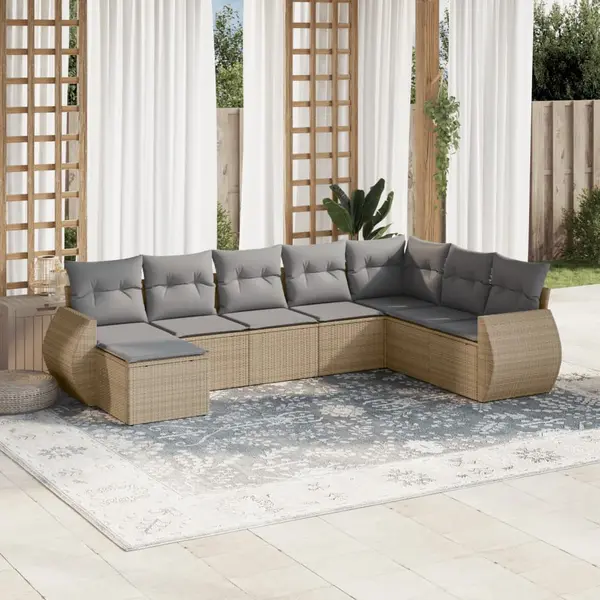 Gossi set canapele de gradina, 8 piese, cu perne, bej, poliratan