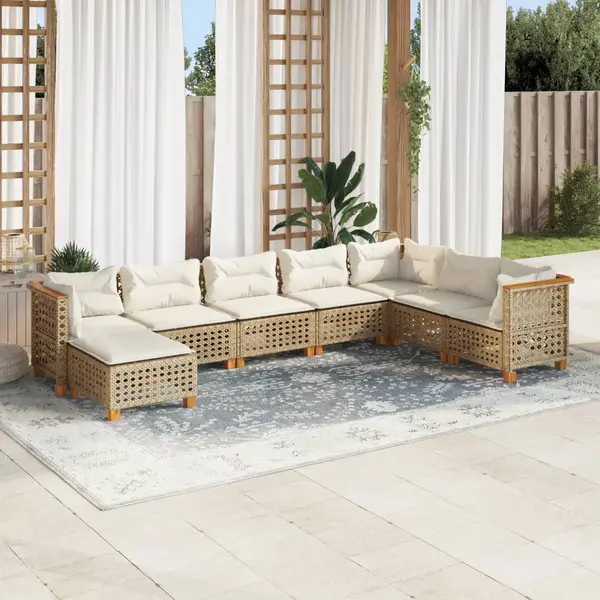 Gossi set canapele de gradina, 8 piese, cu perne, bej, poliratan
