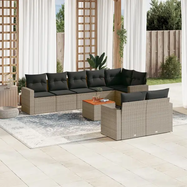 Gossi set canapele de gradina, 9 piese, cu perne, gri, poliratan