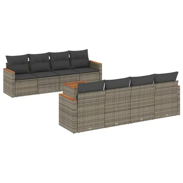 Gossi set canapele de gradina, 9 piese, cu perne, gri, poliratan