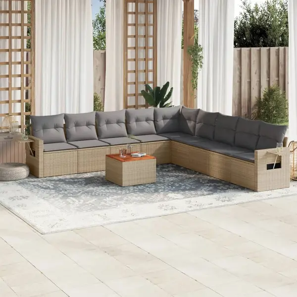 Gossi set canapele de gradina cu perne, 10 piese, bej, poliratan