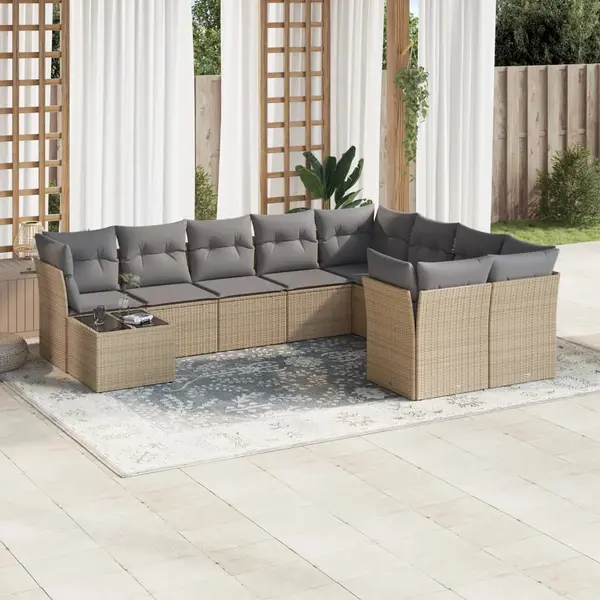Gossi set canapele de gradina cu perne, 10 piese, bej, poliratan