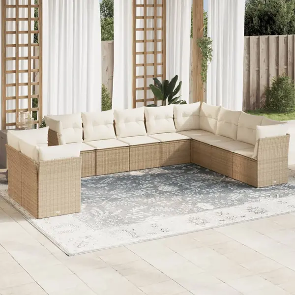 Gossi set canapele de gradina cu perne, 10 piese, bej, poliratan