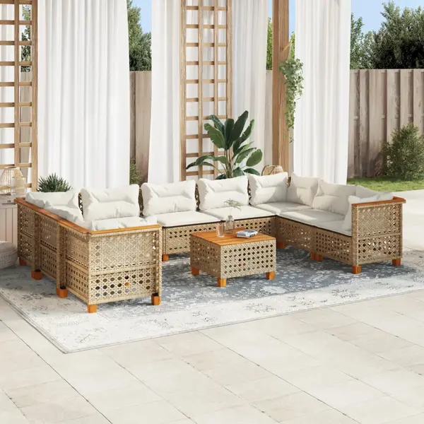 Gossi set canapele de gradina cu perne, 10 piese, bej, poliratan