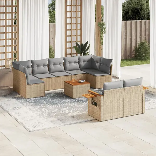 Gossi set canapele de gradina cu perne, 10 piese, bej, poliratan