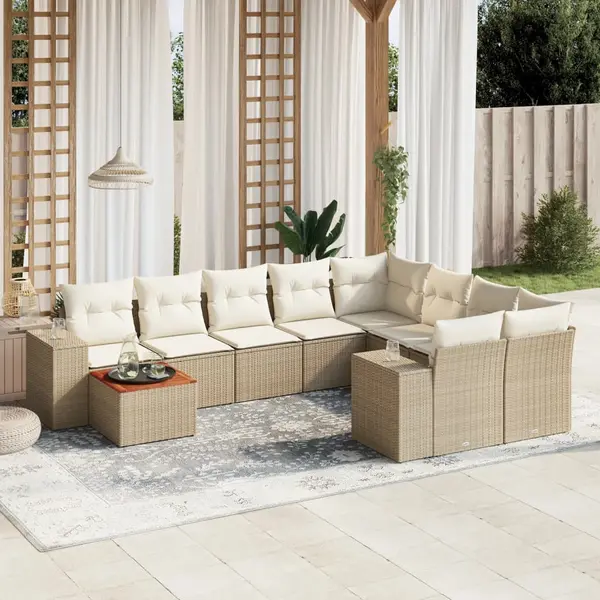 Gossi set canapele de gradina cu perne, 10 piese, bej, poliratan
