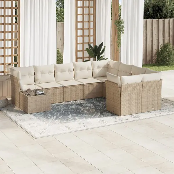 Gossi set canapele de gradina cu perne, 10 piese, bej, poliratan
