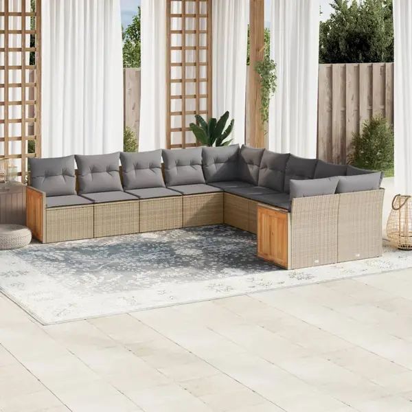Gossi set canapele de gradina cu perne, 10 piese, bej, poliratan