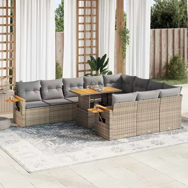 Gossi set canapele de gradina cu perne, 10 piese, bej, poliratan