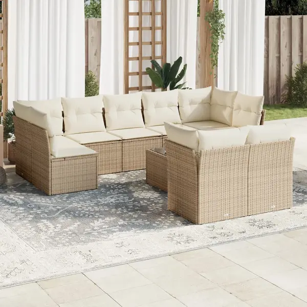 Gossi set canapele de gradina cu perne, 10 piese, bej, poliratan