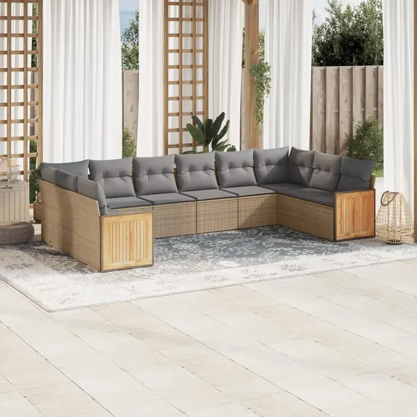 Gossi set canapele de gradina cu perne, 10 piese, bej, poliratan