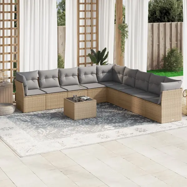 Gossi set canapele de gradina cu perne, 10 piese, bej, poliratan