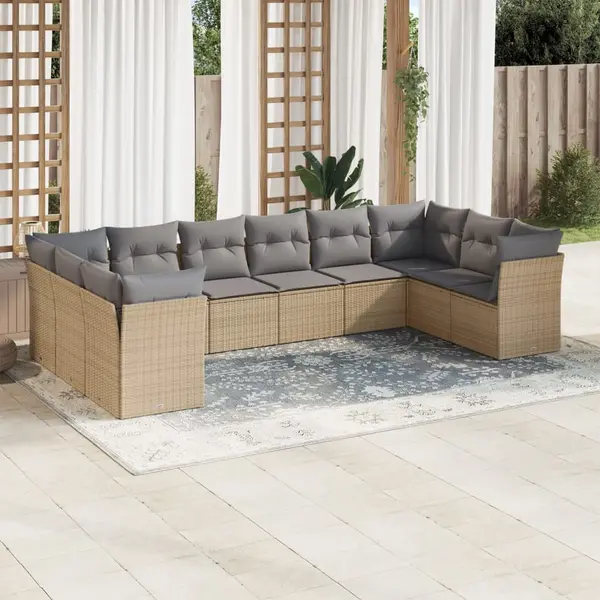 Gossi set canapele de gradina cu perne, 10 piese, bej, poliratan
