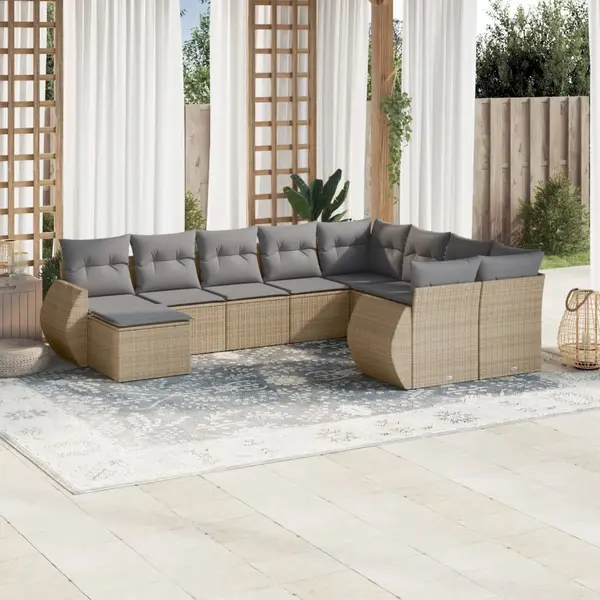 Gossi set canapele de gradina cu perne, 10 piese, bej, poliratan