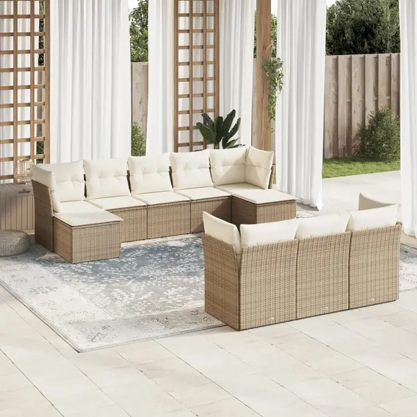 Gossi set canapele de gradina cu perne, 10 piese, bej, poliratan